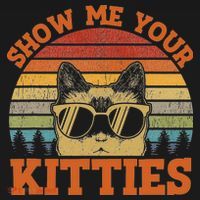 Show Me Your Kitties Funny Cat Lover Vintage Retro Sunset T-Shirt thumb 7