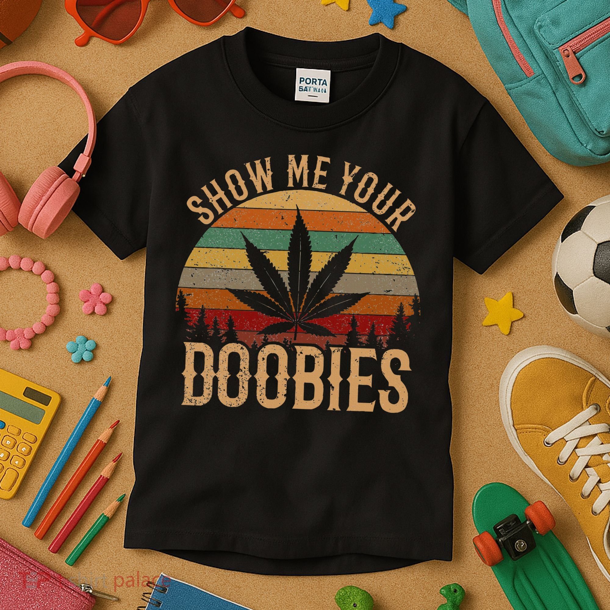 Show Me Your Doobies Weed Cannabis Marijuana 420 Stoner Kids T-Shirt