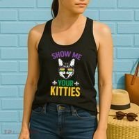 Show Me Your Kitties Funny Mardi Gras Carnival Women's Tank Top thumb 2