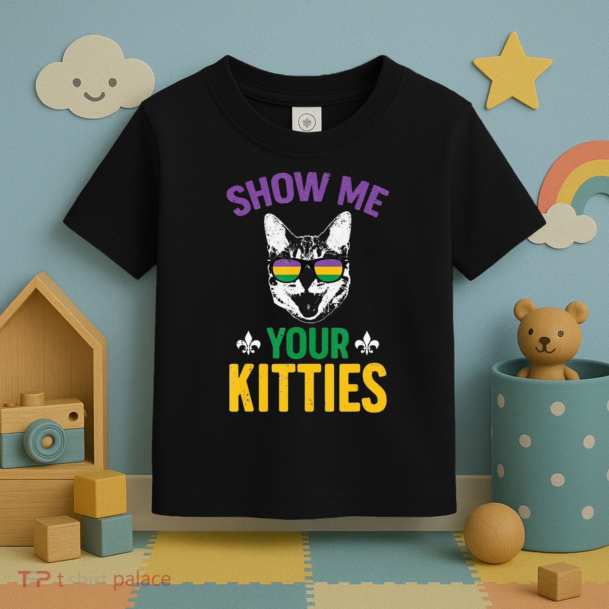Show Me Your Kitties Funny Mardi Gras Carnival Toddler T-Shirt