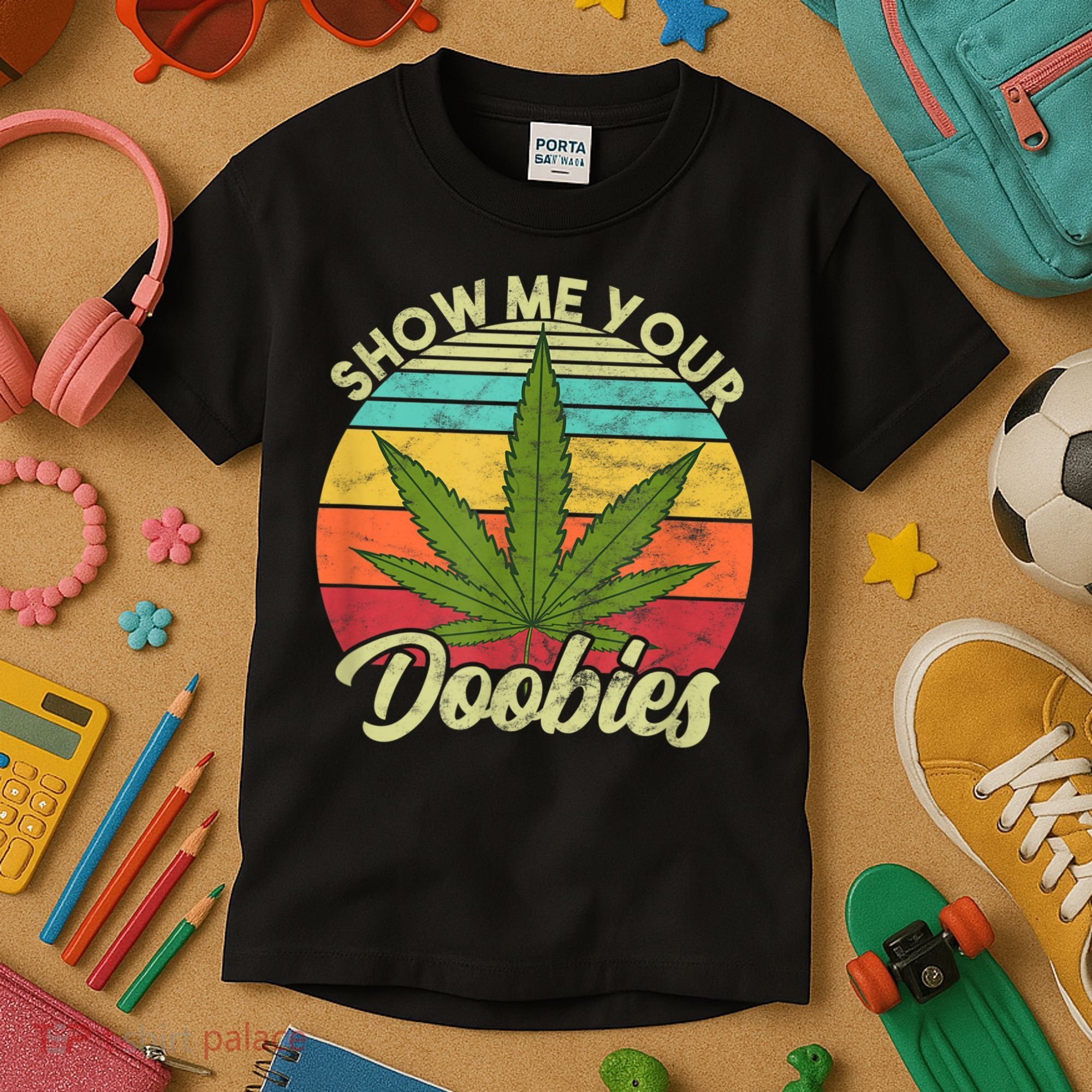 Show Me Your Doobies Marijuana Weed Cannabis Kids T-Shirt