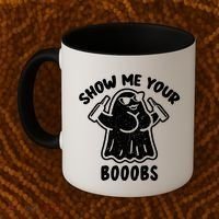 Show Me Your Booobs Funny Dumb Ghost Coffee Mug thumb 2