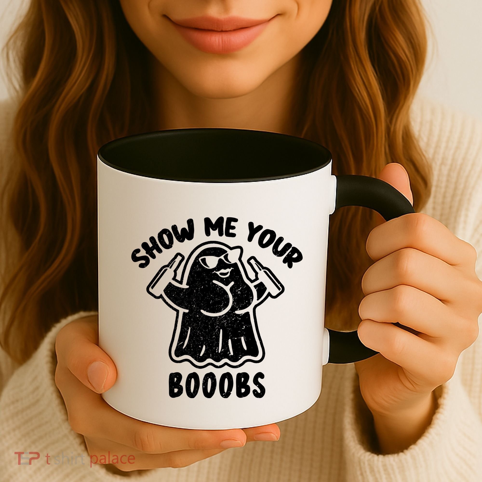 Show Me Your Booobs Funny Dumb Ghost Coffee Mug