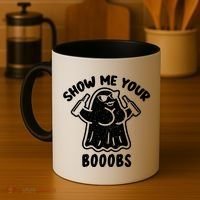 Show Me Your Booobs Funny Dumb Ghost Coffee Mug thumb 4