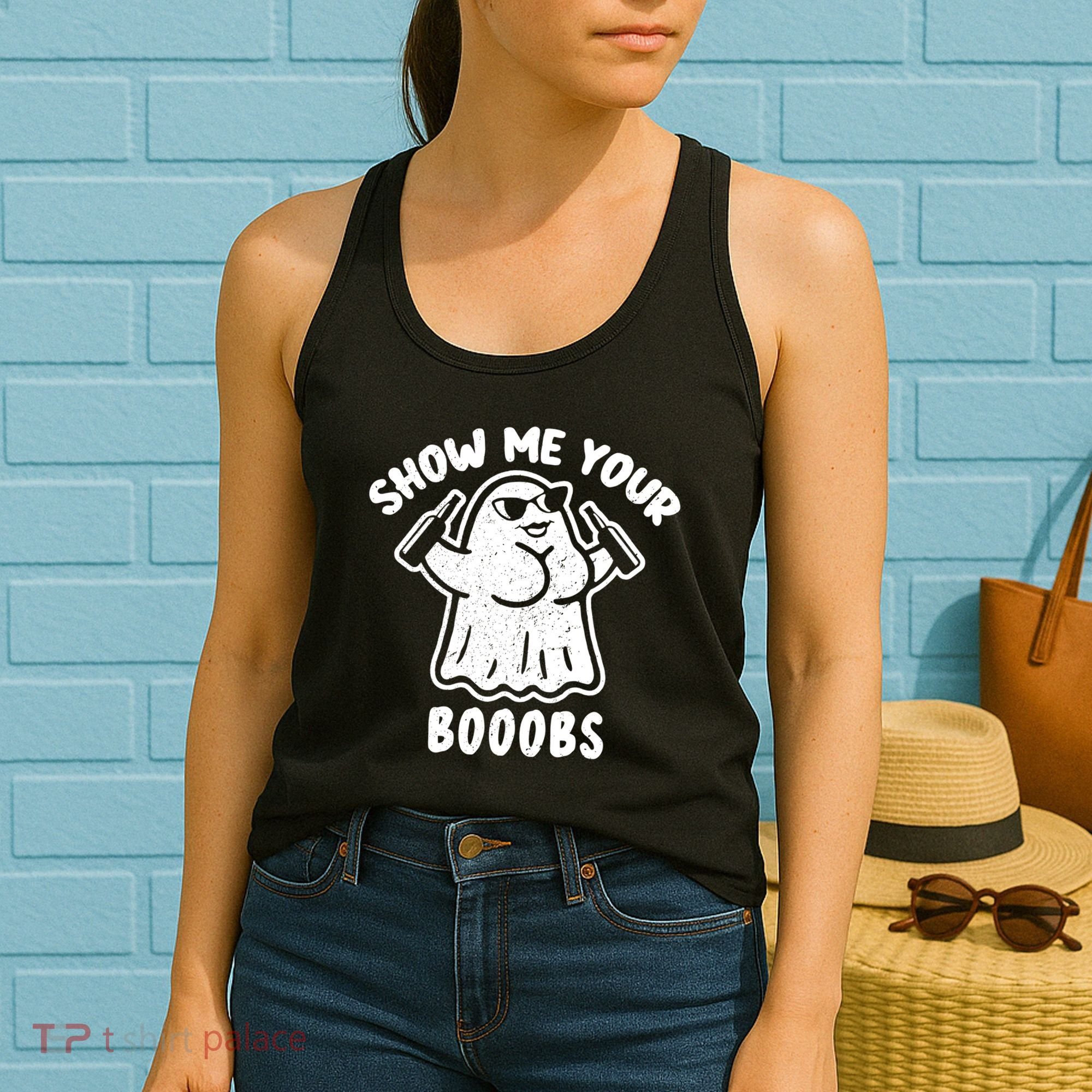 Show Me Your Booobs Funny Dumb Ghost Women's Tank Top