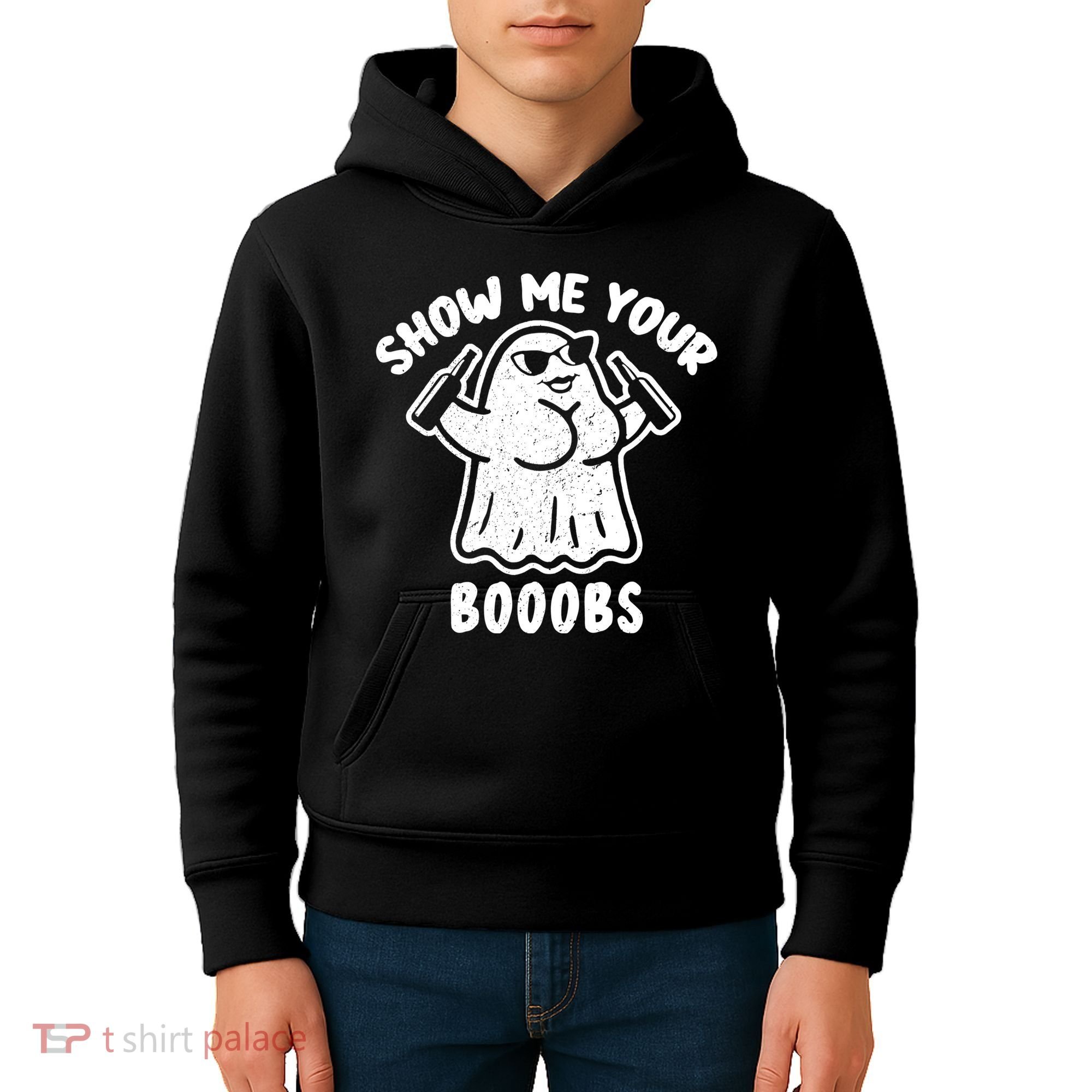 Show Me Your Booobs Funny Dumb Ghost Kids Hoodie