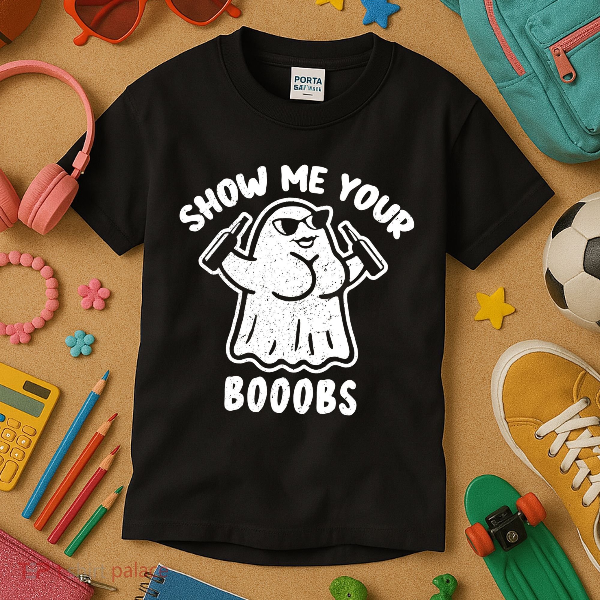 Show Me Your Booobs Funny Dumb Ghost Kids T-Shirt