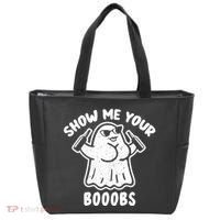 Show Me Your Booobs Funny Dumb Ghost Tote Bag thumb 0
