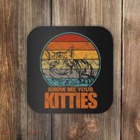 Show Me Your Kitties Funny Cat Lover Premium Coaster thumb 0