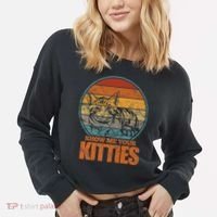 Show Me Your Kitties Funny Cat Lover Premium Cropped Pullover Crew thumb 2