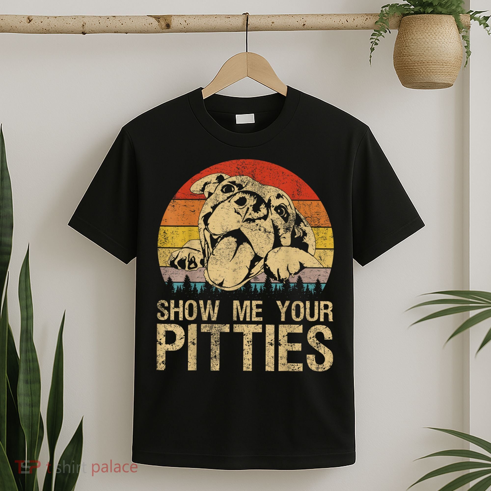 Show Me Your Pitties Funny Pitbull Dog Lovers Retro Vintage T-Shirt