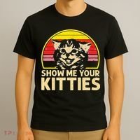 Show Me Your Kitties Cat Lover Retro Vintage Sunset T-Shirt thumb 3
