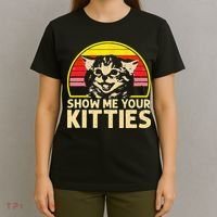 Show Me Your Kitties Cat Lover Retro Vintage Sunset T-Shirt thumb 4