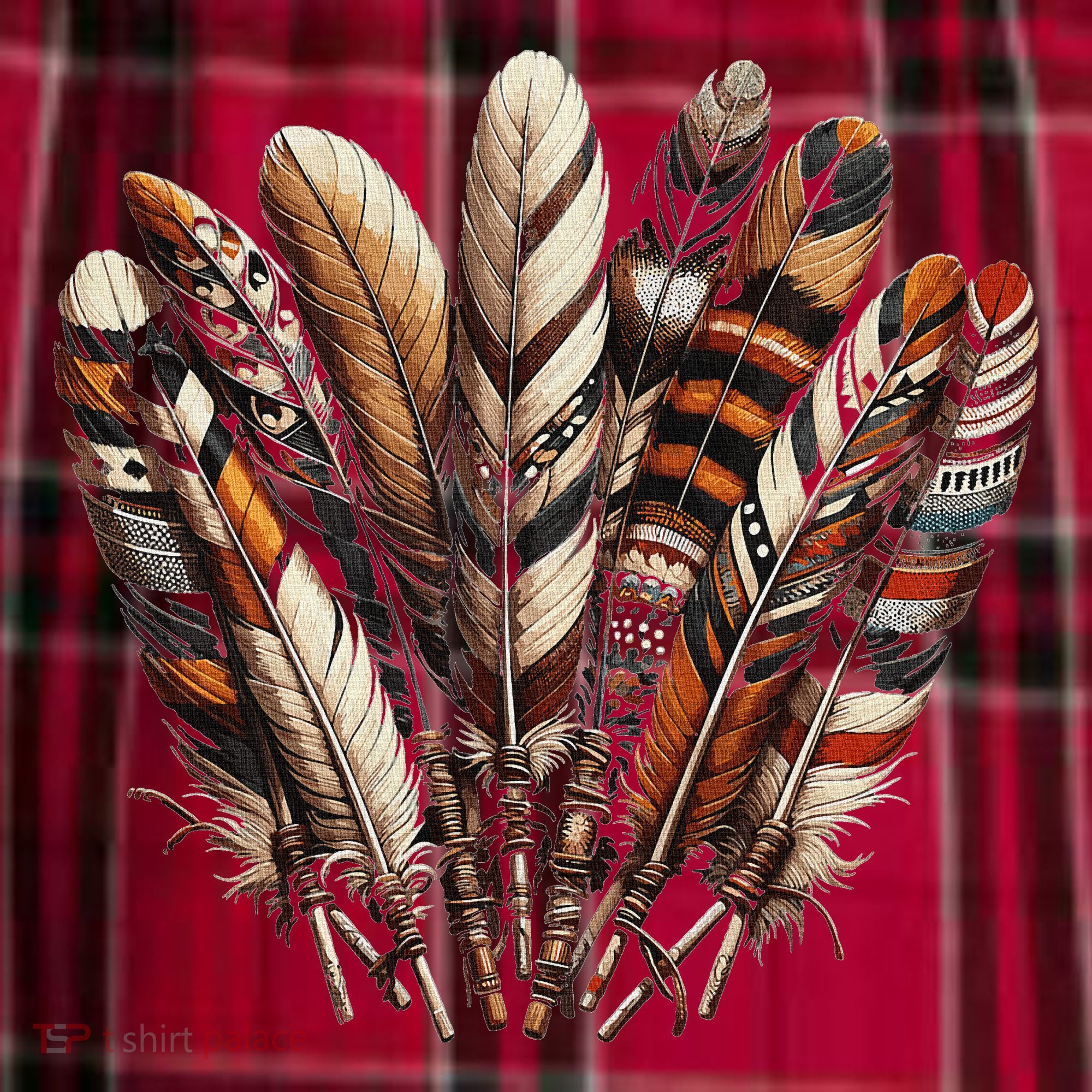 Southwest Native American Indian Feather Women's Flannel Plaid Pajama Pants