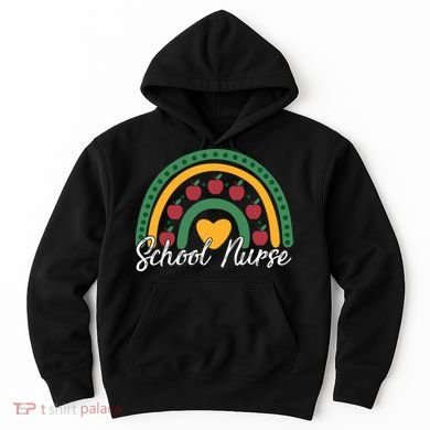 School Nurse Apple Rainbow Heart Hoodie