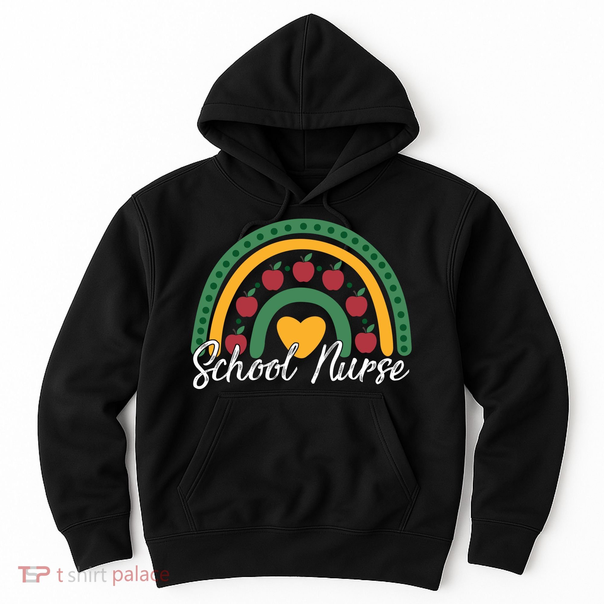 School Nurse Apple Rainbow Heart Hoodie