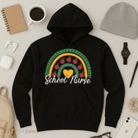 School Nurse Apple Rainbow Heart Hoodie thumb 3