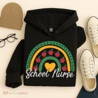 School Nurse Apple Rainbow Heart Hoodie thumb 4