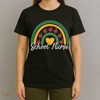 School Nurse Apple Rainbow Heart T-Shirt thumb 4