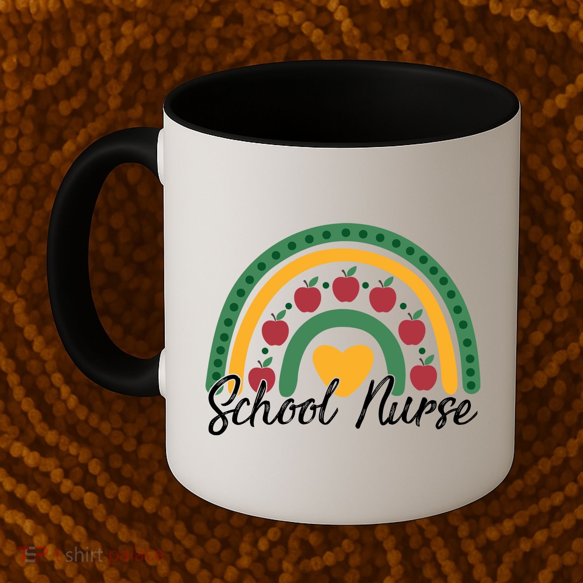 School Nurse Apple Rainbow Heart Coffee Mug
