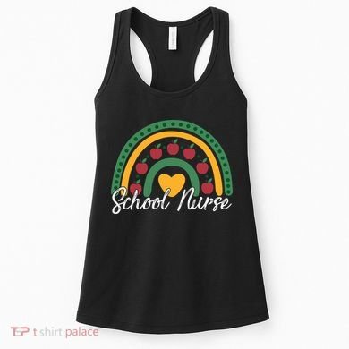School Nurse Apple Rainbow Heart Women's Tank Top