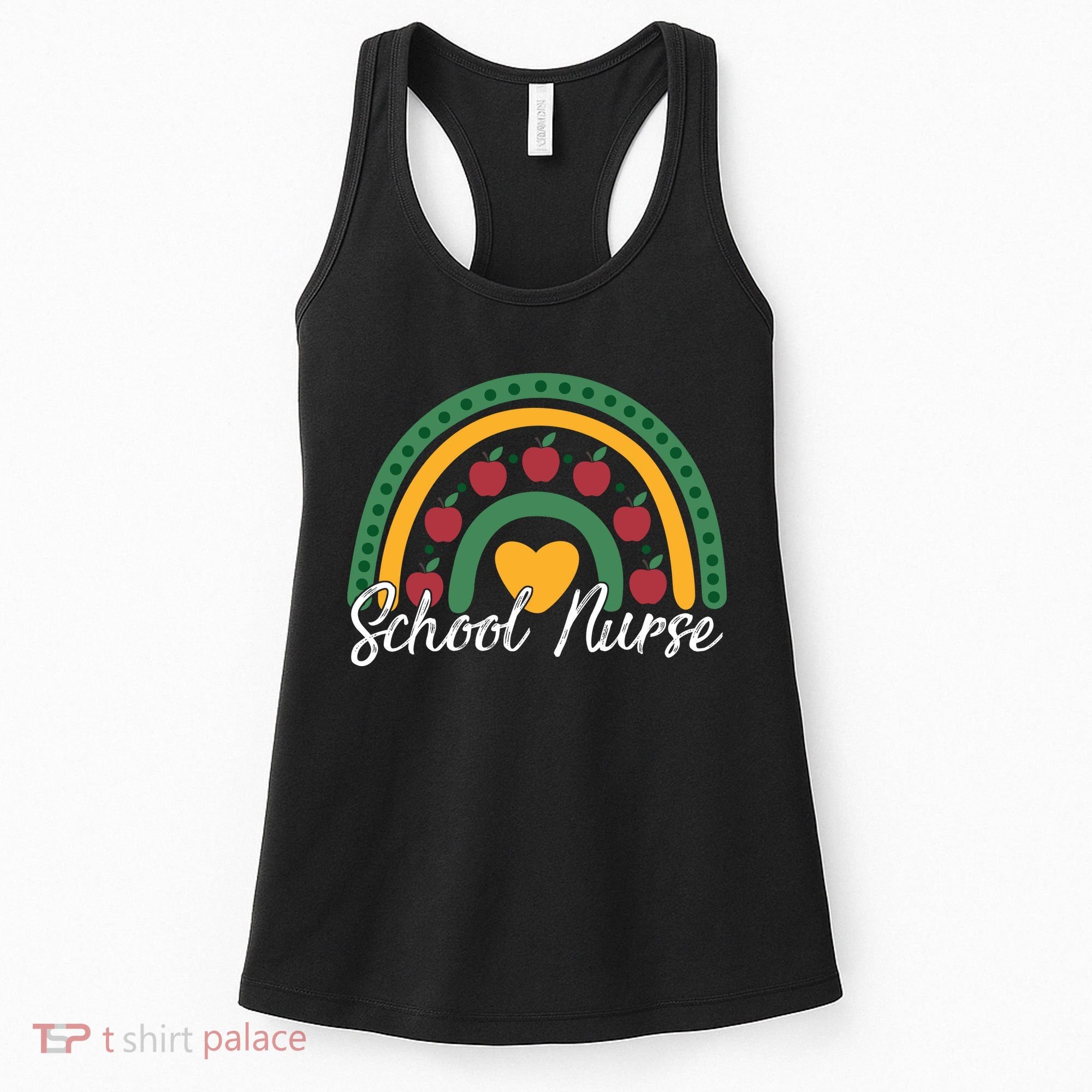 School Nurse Apple Rainbow Heart Women's Tank Top