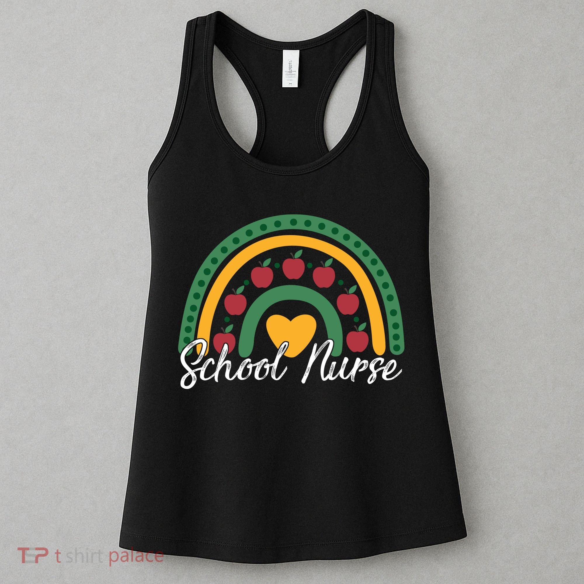 School Nurse Apple Rainbow Heart Women's Tank Top