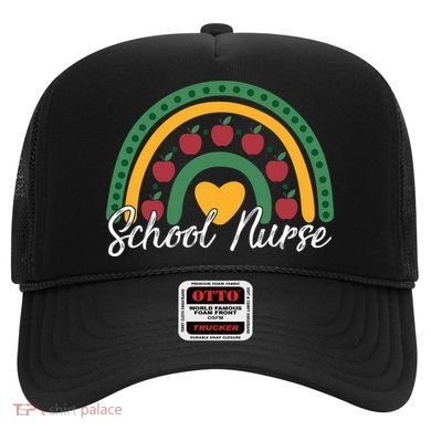School Nurse Apple Rainbow Heart Hat