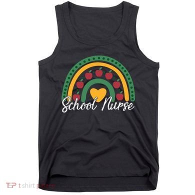 School Nurse Apple Rainbow Heart Tank Top