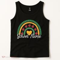 School Nurse Apple Rainbow Heart Tank Top thumb 2