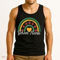 School Nurse Apple Rainbow Heart Tank Top thumb 3