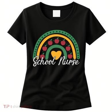 School Nurse Apple Rainbow Heart Women's T-Shirt