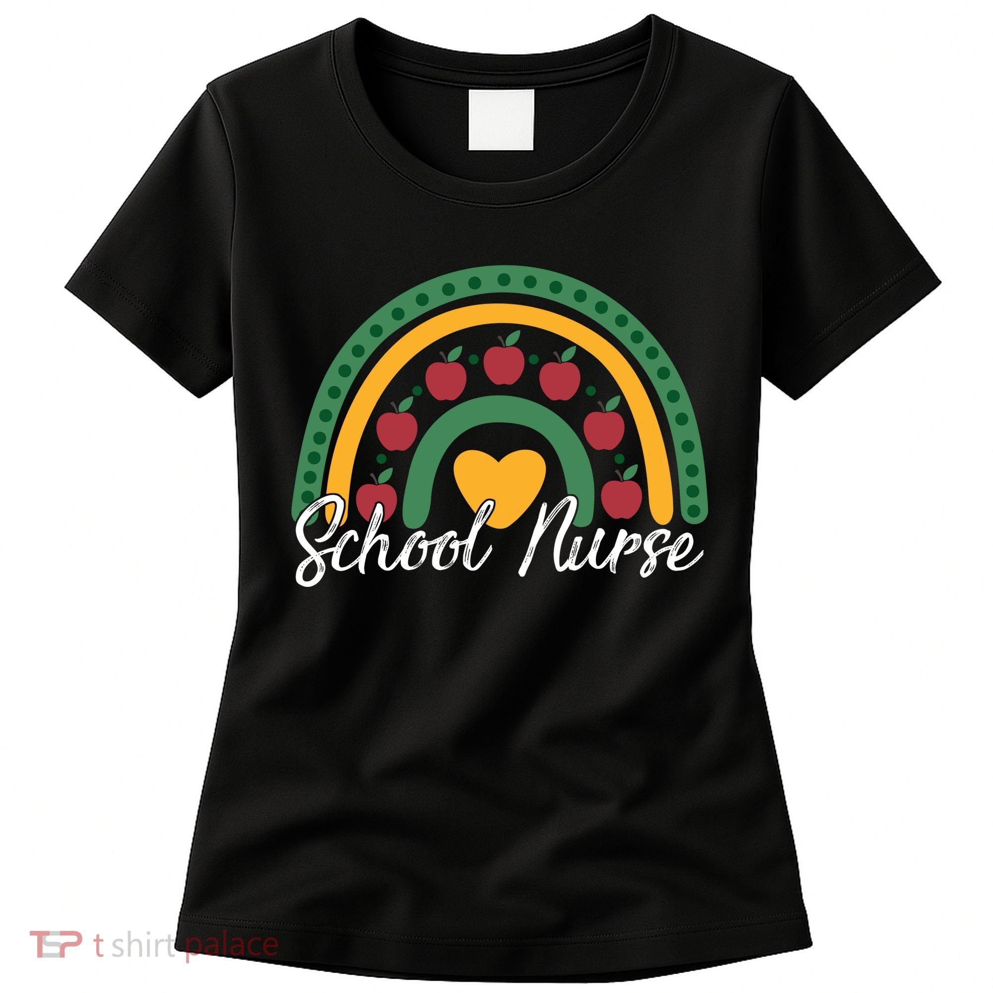 School Nurse Apple Rainbow Heart Women's T-Shirt
