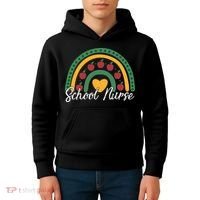 School Nurse Apple Rainbow Heart Kids Hoodie thumb 4