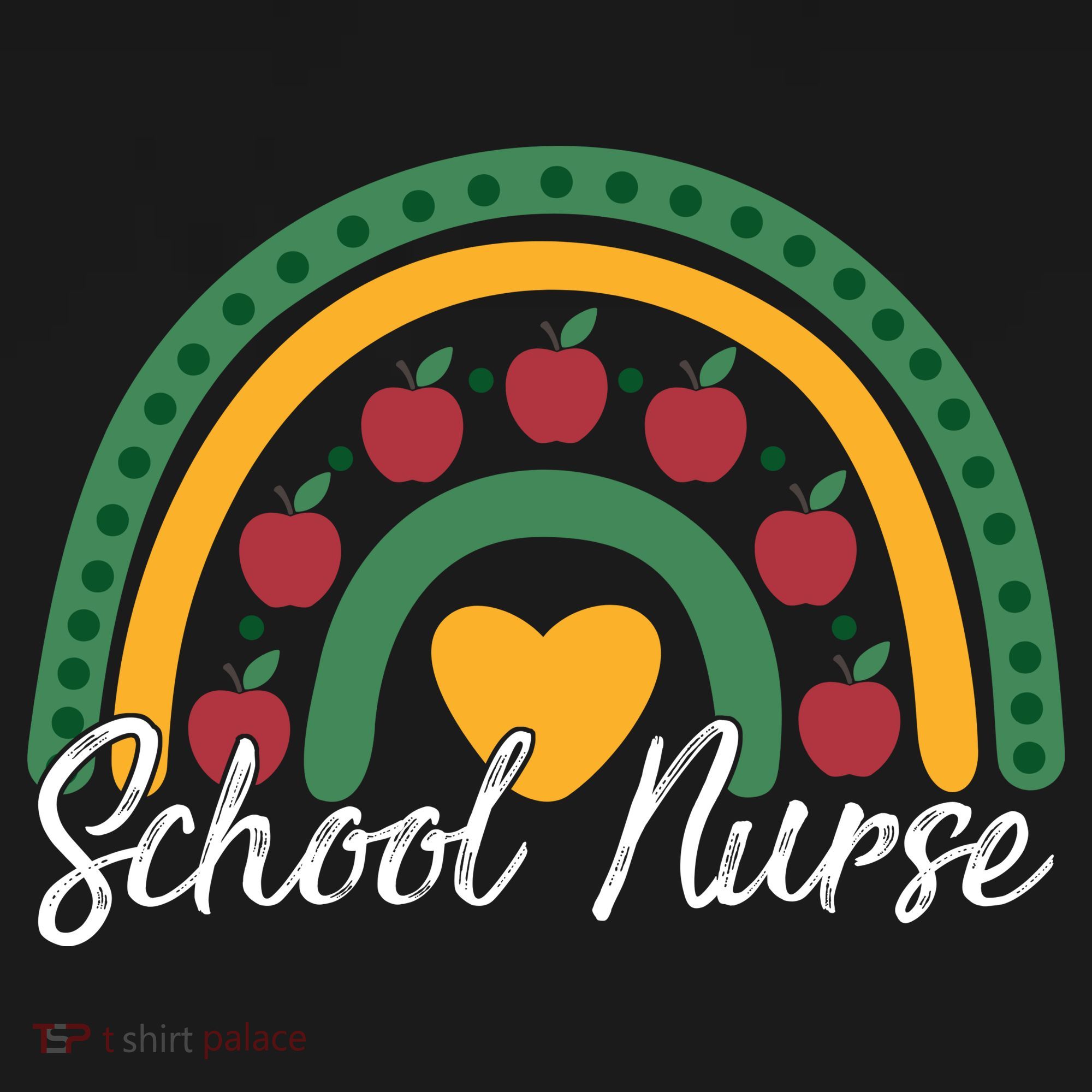 School Nurse Apple Rainbow Heart Kids T-Shirt
