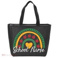 School Nurse Apple Rainbow Heart Tote Bag thumb 0