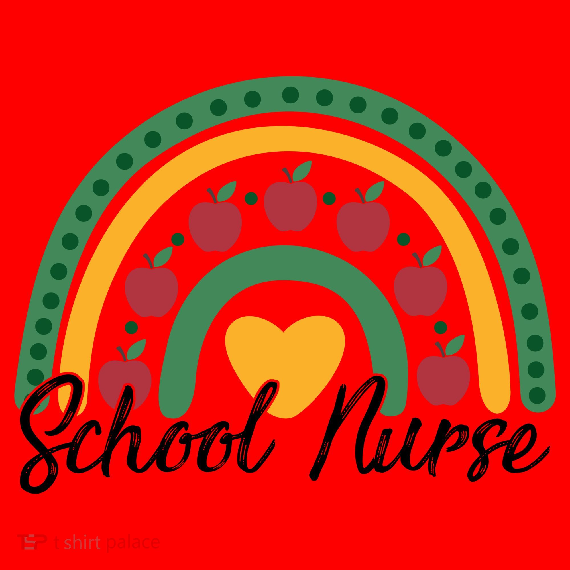 School Nurse Apple Rainbow Heart Santa Hat