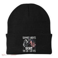 Summer Nights And Dirt Track Lights Sprint Car Racing Beanie thumb 0