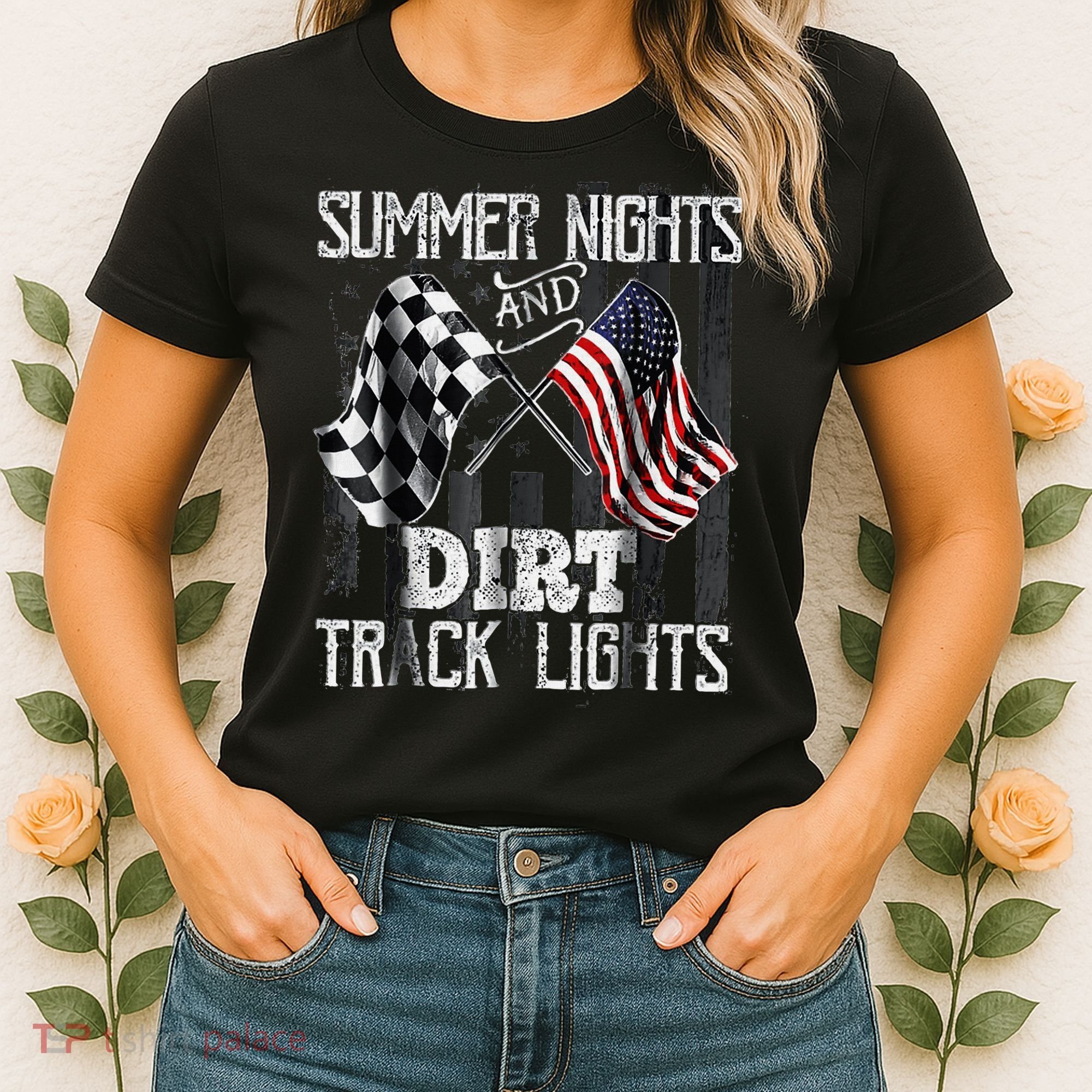 Summer Nights And Dirt Track Lights Sprint Car Racing Women's T-Shirt