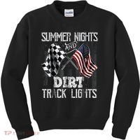 Summer Nights And Dirt Track Lights Sprint Car Racing Kids Sweatshirt thumb 0