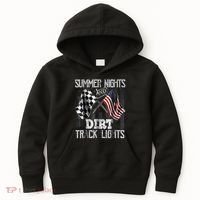Summer Nights And Dirt Track Lights Sprint Car Racing Kids Hoodie thumb 0