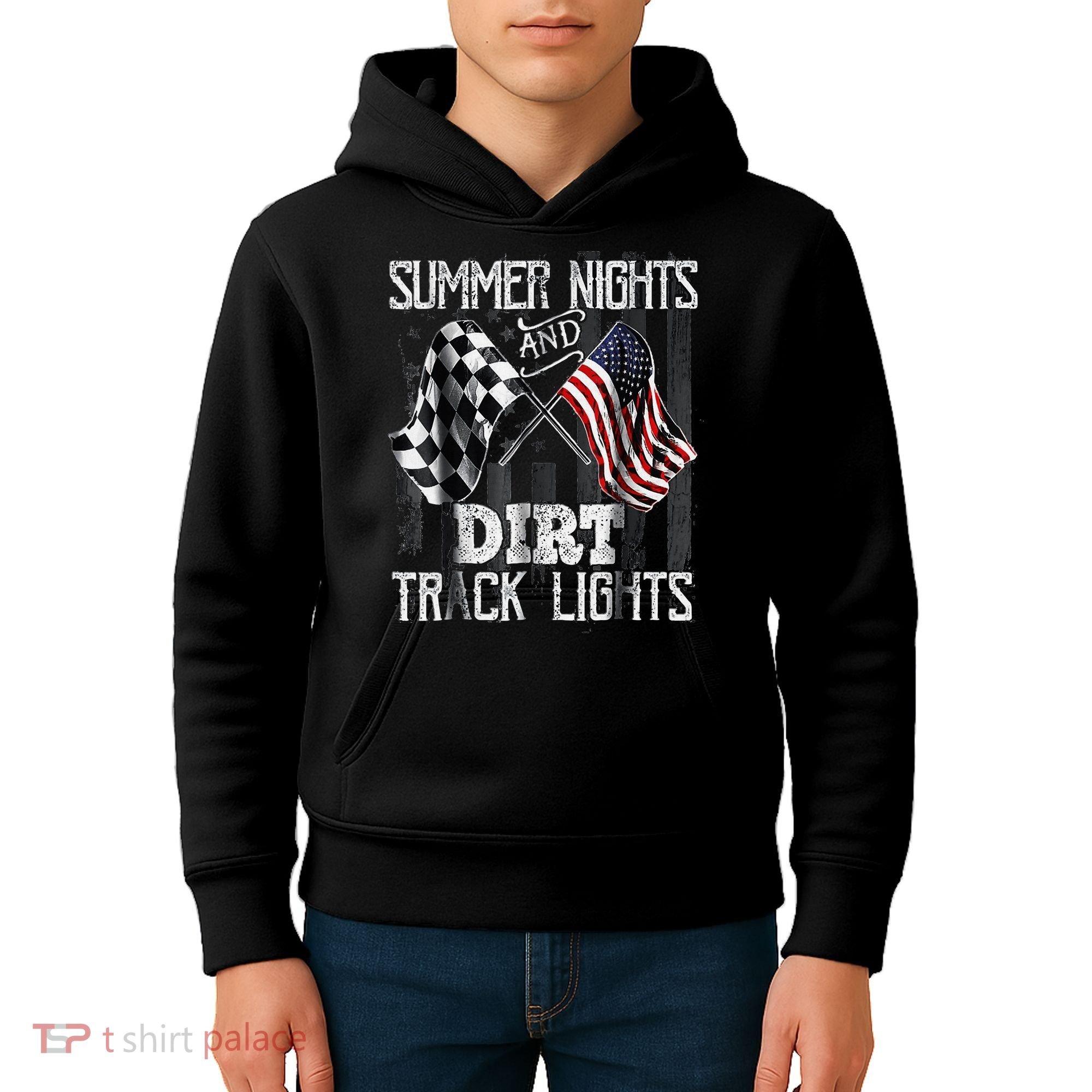 Summer Nights And Dirt Track Lights Sprint Car Racing Kids Hoodie