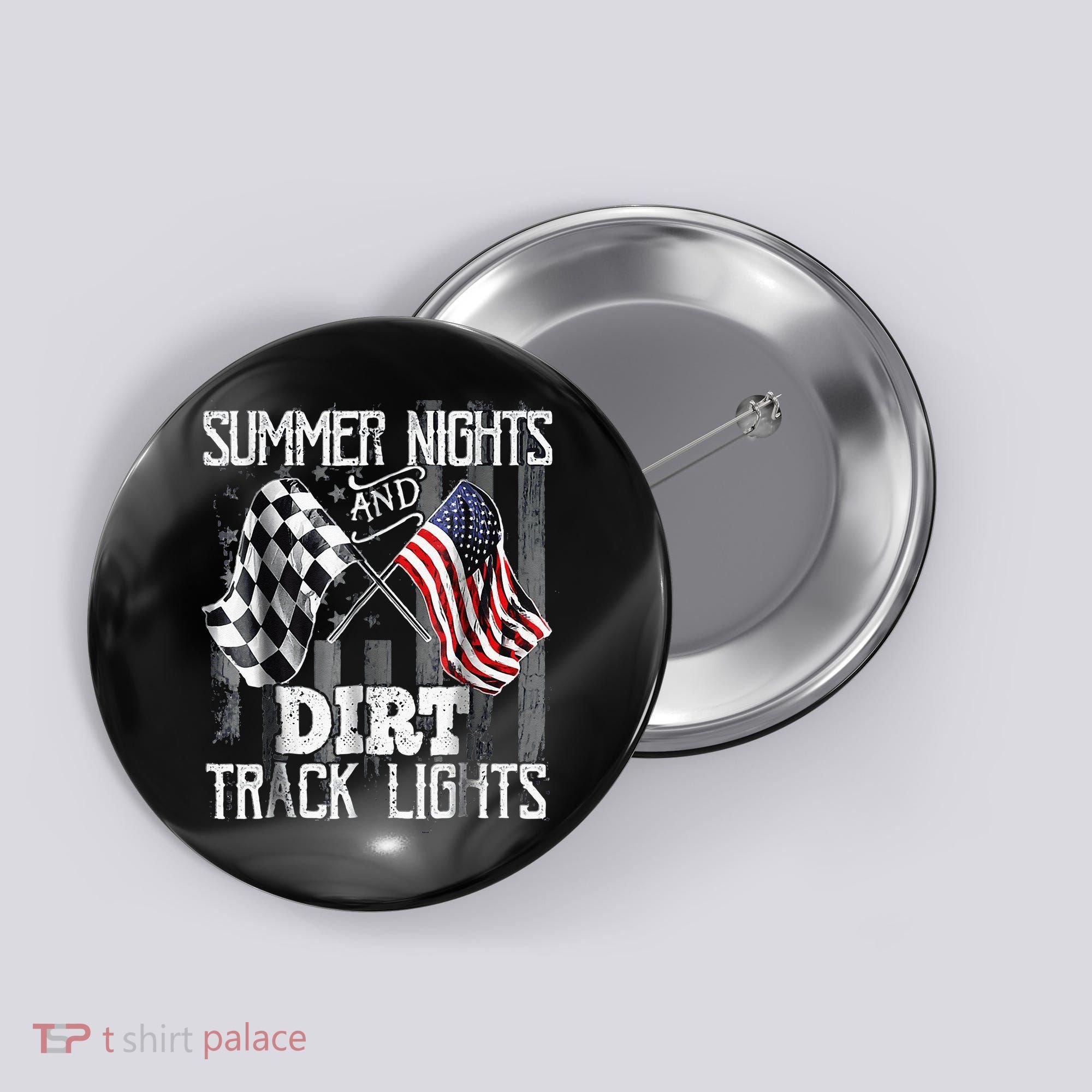 Summer Nights And Dirt Track Lights Sprint Car Racing Button
