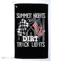 Summer Nights And Dirt Track Lights Sprint Car Racing Golf Towel thumb 0