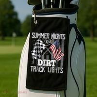 Summer Nights And Dirt Track Lights Sprint Car Racing Golf Towel thumb 2