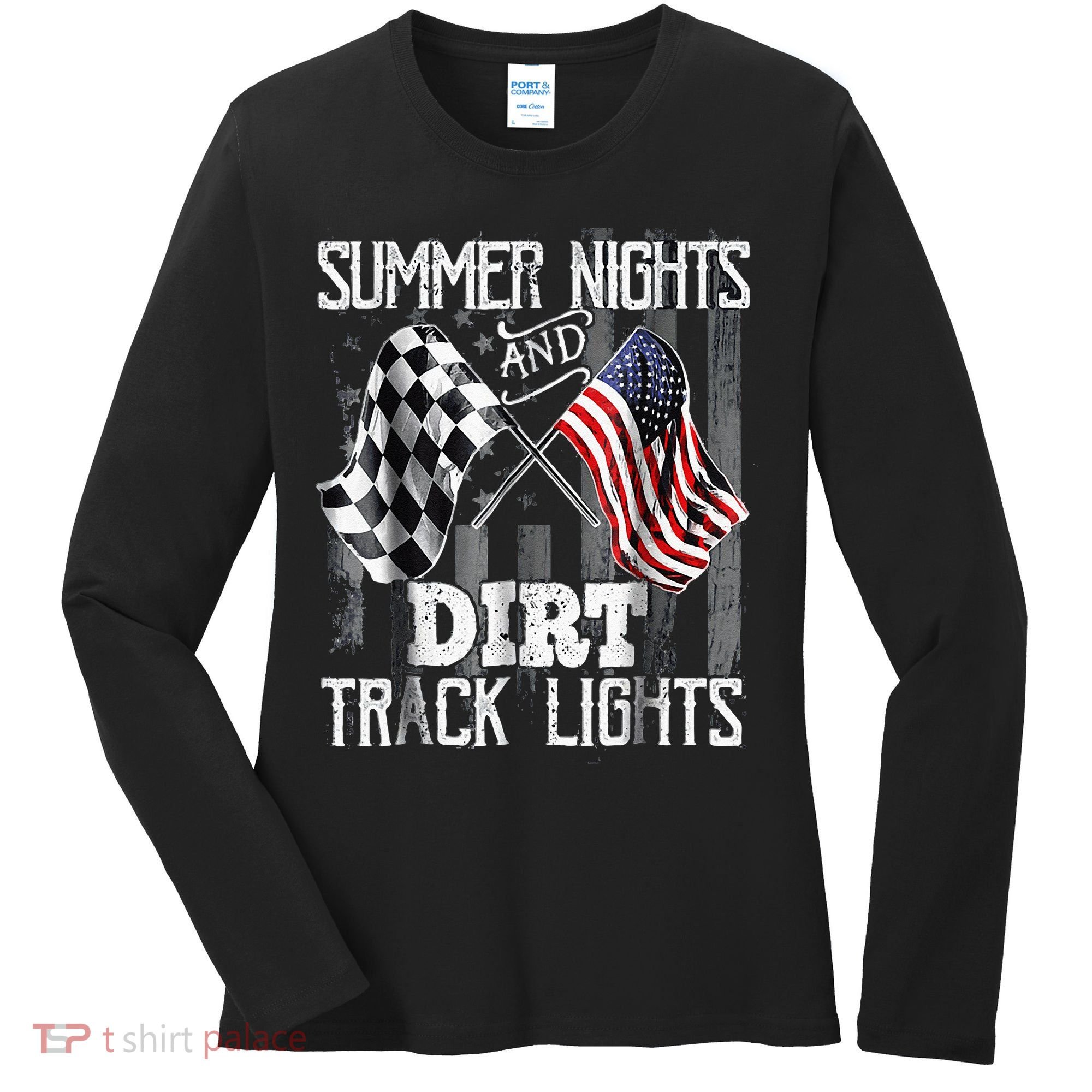 Summer Nights And Dirt Track Lights Sprint Car Racing Women's Long Sleeve Shirt