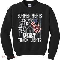 Summer Nights And Dirt Track Lights Sprint Car Racing Kids Sweatshirt thumb 0