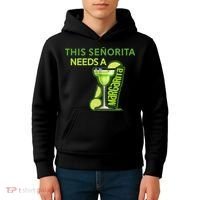 Señorita Needs A Margarita Cinco De Mayo Drinking Fiesta Kids Hoodie thumb 4