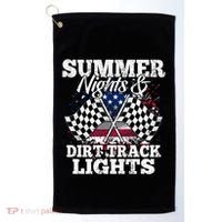 Summer Nights And Dirt Track Lights Racing Driver Funny Gift Cute Gift Golf Towel thumb 0
