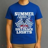 Summer Nights And Dirt Track Lights Racing Driver Funny Gift Cute Gift T-Shirt thumb 3